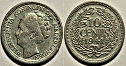 Wilhelmina of Nederland - 10 Cents 1941