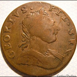 1767 Half Penny No Regal - George III - Georius Pit Sex
