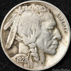 1928 Denver 5 Cents - Repunched Mint (ex.2)