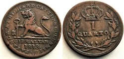 George III - 1 Quarto 1813 Richard Cattons - Gibraltar