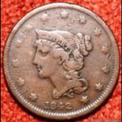 1842 One Cent - Small date (ex.2)