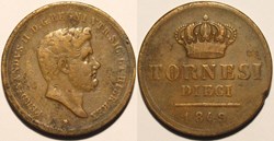 1849 Royaume de Naples, 10 Tornesi - Ferdinando II