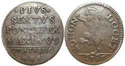 Pius VI, Pope - Quattrino 1796 Bologna, Papal States