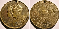 George VI & Elizabeth - 1937 Coronation Gilt Medal Beverley, UK