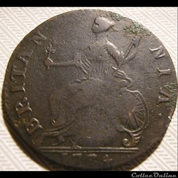 1774 Half Penny No Regal - George III of Great Britain