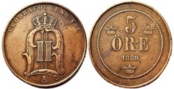Sweden - Oskar II - 5 Öre 1889