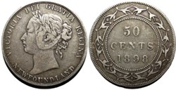 Victoria - 50 Cents 1898 Newfoundland (var)