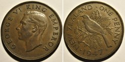 George VI - One Penny 1947 - New Zealand
