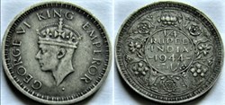 George VI - Half Rupee 1944 Bombay - British India (ex.2)