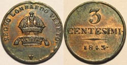 1843 Regno Lombardo-Veneto, 3 Centesimi - Ferdinando I d'Asburgo-Lorena