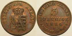 Leopold IV Friedrich - 3 Pfennige 1864 - Duchy of Anhalt-Bernburg