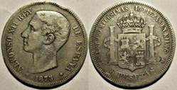 1875 - 5 Pesetas - Alfonso XII de España