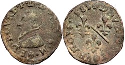 François II de Bourbon-Montpensier - 2 Deniers 1585 Trévoux, P. de Dombes