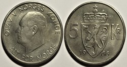 Olav V - 5 Kroner 1966 Norway