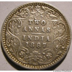 Victoria - Two Annas 1887 Calcutta - British India