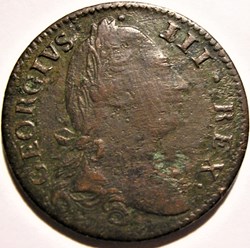 1782 Half Penny, Hibernia - George III of Great Britain (ex.2)