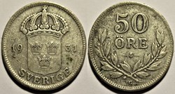Gustaf V of Sweden - 50 Öre 1931