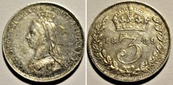 Victoria - 3 pence 1889 Kingdom of Great Britain (ex.4)