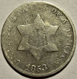 1853 - Silver Three Cents