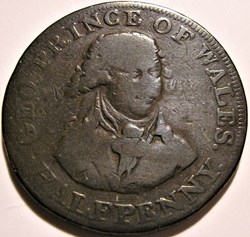 1787-1797 HalfPenny - George, Prince of Wales, Middlesex, England