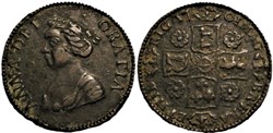 Queen Anne Stuart - 1701 Token, imitation Guinea & Accession to the throne