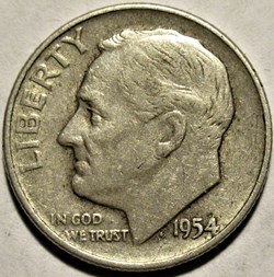 1954 Denver Dime - Repunched Mintmark