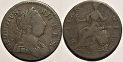 1775 Half Penny No Regal - George III of Great Britain (ex.17)