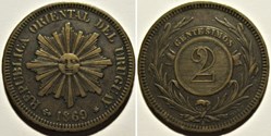 Uruguay - 2 Centésimos 1869 Paris