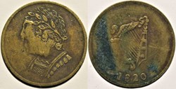 George IV - HalfPenny Token 1820 - Imitation Bust and Harp
