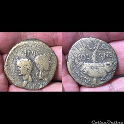 GAUL, Nemausus. Augustus, with Agrippa.