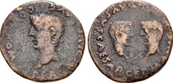 SPAIN, Hispalis. Tiberius, with Germanicus and Drusus Caesars.
