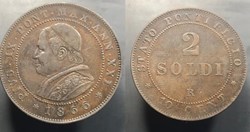 1866 Pius IX Italy Papal States 2 Soldi