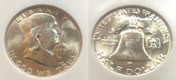 1950D Franklin Half MS65