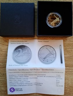 2€ Finlande 2011 - bicentenaire de la Banque de Finlande - BE avec écrin