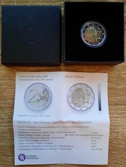 2€ Finlande 2010 - décret monétaire de 1860 autorisant à émettre billets et pièces - BE avec écrin