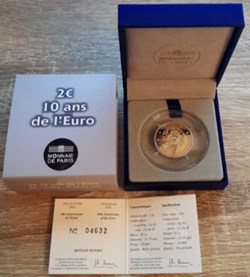 2€ France 2012 - 10e anniversaire de l'Euro - BE avec écrin