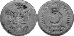 5 fenigów 1917 - 7 - doubled die reverse