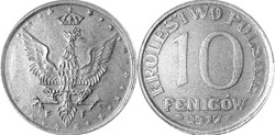 10 fenigów 1917 - 9 - second reverse - doubled die reverse 1