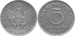 5 fenigów 1918 - 3 - doubled die reverse