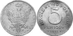 5 fenigów 1917 - 5 - doubled die obverse