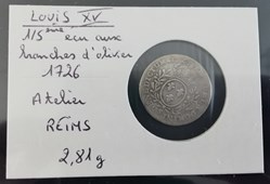 LOUIS XV 1-5 d'écu aux branches d'oliviers 1726