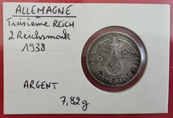 ALLEMAGNE 3ème Reich 2 Reichsmarks 1938