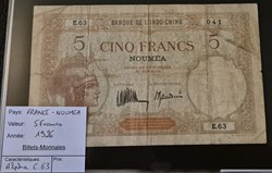 5 francs NOUMEA 1926