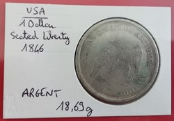 USA 1 dollar Seated Liberty 1846