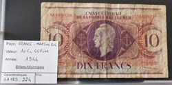 10 francs MARTINIQUE CCFOM 1944