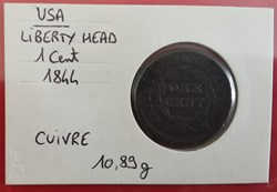 USA 1 cent Liberty Head 1844
