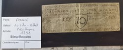 10 sols - billet patriotique - 1791