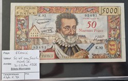 50 NF sur 5000 fr Henri IV 30-10-1958