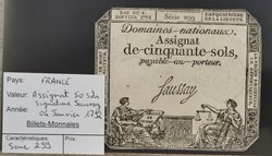 Assignat 50 sols  Série 299