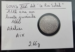 LOUIS XIV 1-12 écu au buste juvénile 1660